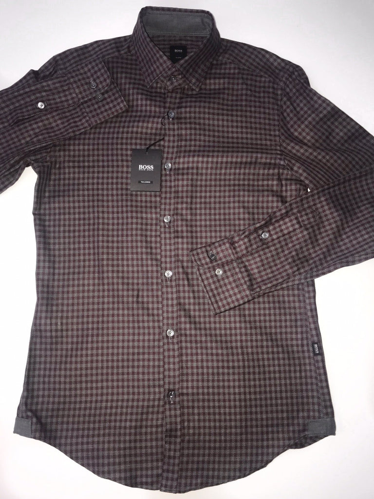 Hugo Boss Mens T-Simon Tailored Dark Red Dress Shirt Small NWT $225