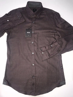 Hugo Boss Mens T-Simon Tailored Dark Red Dress Shirt Small NWT $225