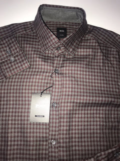 Hugo Boss Mens T-Simon Tailored Dark Red Dress Shirt Small NWT $225