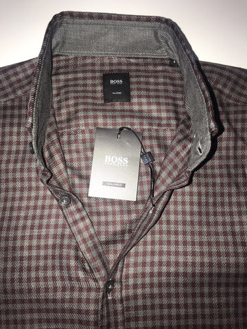 Hugo Boss Mens T-Simon Tailored Dark Red Dress Shirt Small NWT $225