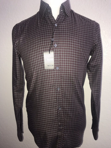 Hugo Boss Mens T-Simon Tailored Dark Red Dress Shirt Small NWT $225
