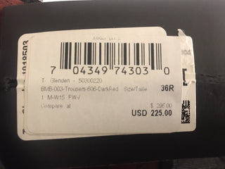 Boss Hugo Boss 1-Glenden Modern Mens Dark Red Dress Pants Size 36 US NWT $295