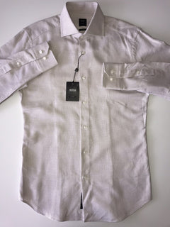 Hugo Boss Mens Tailored Regular Fit Cotton Beige Dress Shirt Size 38/15 NWT $255