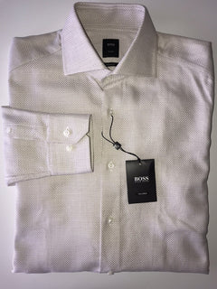 Hugo Boss Mens Tailored Regular Fit Cotton Beige Dress Shirt Size 38/15 NWT $255