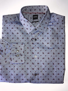 Hugo Boss Lucas Mens Regular Fit Cotton Blue Dress Shirt Size S NWT $148