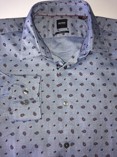 Hugo Boss Lucas Mens Regular Fit Cotton Blue Dress Shirt Size S NWT $148