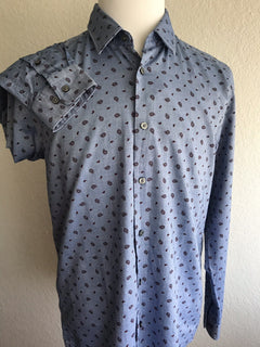 Hugo Boss Lucas Mens Regular Fit Cotton Blue Dress Shirt Size S NWT $148