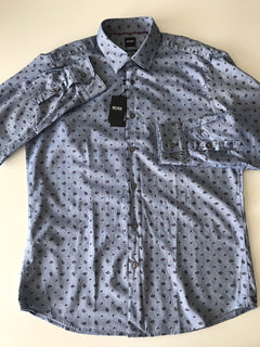 Hugo Boss Lucas Mens Regular Fit Cotton Blue Dress Shirt Size S NWT $148