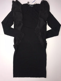 Polo Ralph Lauren Women's Black  Ruffled Cotton Sweater Dress Size M NWT