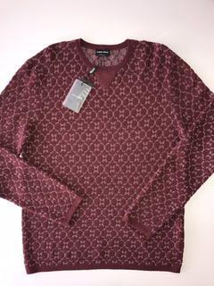 Giorgio Armani  Knitwear Burgundy Long Sleeves Sweater 58 EU 3YSM19 NWT $1895