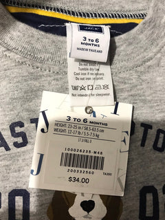 Janie and Jack boys Reversible East Hampton Dog Gray tee Size 3 to 6 NWT