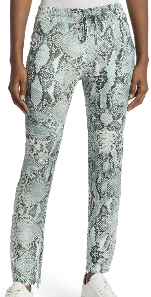 Balmain Women's Kaki Snakeskin Print Leg Silk Pants 2 US (36 Euro) NWT $920