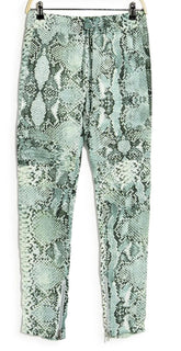 Balmain Women's Kaki Snakeskin Print Leg Silk Pants 2 US (36 Euro) NWT $920