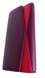 Bottega Veneta Leather Continental Bordeaux/Bright Red Wallet 608260 NWT $790