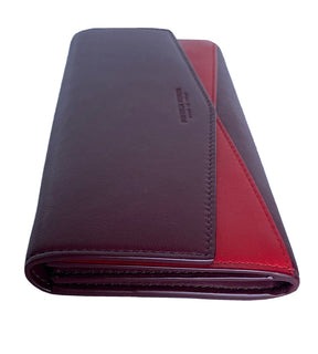 Bottega Veneta Leather Continental Bordeaux/Bright Red Wallet 608260 NWT $790