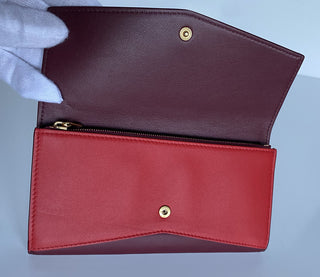 Bottega Veneta Leather Continental Bordeaux/Bright Red Wallet 608260 NWT $790