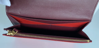 Bottega Veneta Leather Continental Bordeaux/Bright Red Wallet 608260 NWT $790