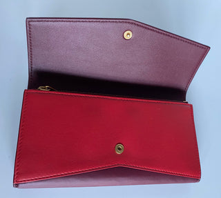 Bottega Veneta Leather Continental Bordeaux/Bright Red Wallet 608260 NWT $790