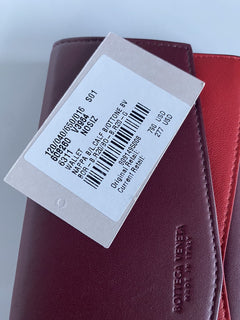 Bottega Veneta Leather Continental Bordeaux/Bright Red Wallet 608260 NWT $790