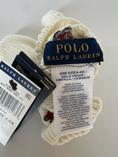 Polo Ralph Lauren Girl's Cotton Gloves Cream Size 4-6 NWT