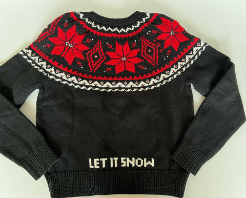 Polo Ralph Lauren Girls Black Let it Snow Cotton Sweater Size XL (16) NWT $145