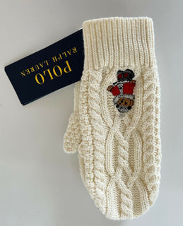 Polo Ralph Lauren Girl's Cotton Gloves Cream Size 7-16 NWT
