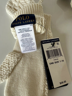 Polo Ralph Lauren Girl's Cotton Gloves Cream Size 7-16 NWT