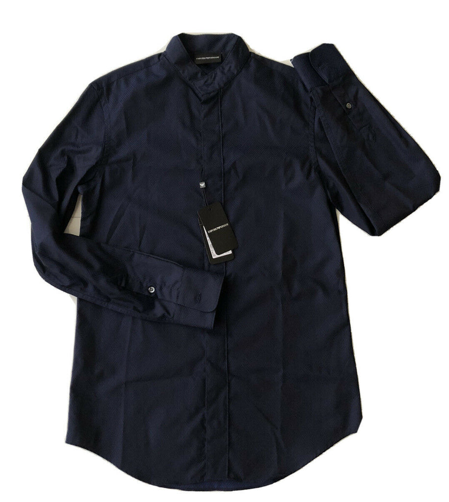 Emporio Armani Korean-Necked Blue Dress Shirt Size XS 11SMRL NWT $345