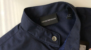 Emporio Armani Korean-Necked Blue Dress Shirt Size XS 11SMRL NWT $345