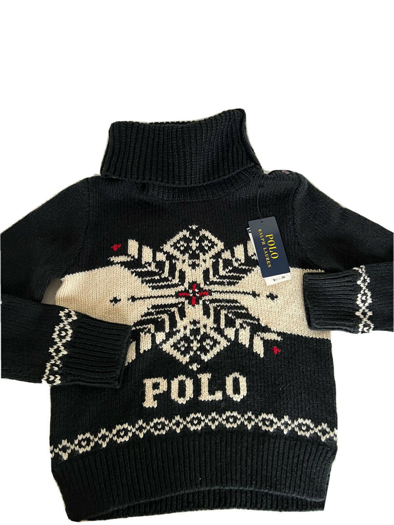 Polo Ralph Lauren Girls Black Snow Soft Sweater Size S (7) NWT $145