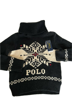 Polo Ralph Lauren Girls Black Snow Soft Sweater Size S (7) NWT $145
