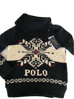 Polo Ralph Lauren Girls Black Snow Soft Sweater Size S (7) NWT $145