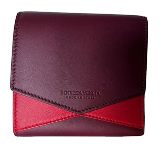 Bottega Veneta Nappa Leather Bordeaux, Bright Red Wallet  597972 Italy NWT $620