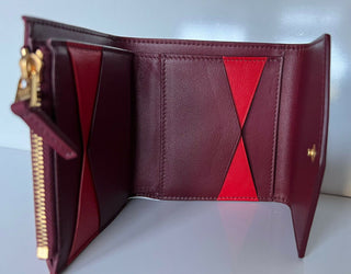 Bottega Veneta Nappa Leather Bordeaux, Bright Red Wallet  597972 Italy NWT $620