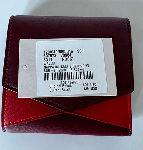 Bottega Veneta Nappa Leather Bordeaux, Bright Red Wallet  597972 Italy NWT $620
