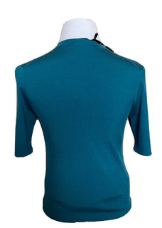 $995 Dolce&Gabbana Silk Short Sleeve Henley Shirt Teal 44 US (54 Euro) Italy NWT