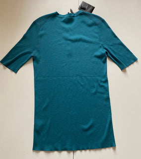 $995 Dolce&Gabbana Silk Short Sleeve Henley Shirt Teal 44 US (54 Euro) Italy NWT