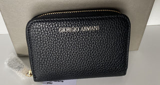 Giorgio Armani Logo Leather Zip-Aroud Wallet Made in Italy NIB $495