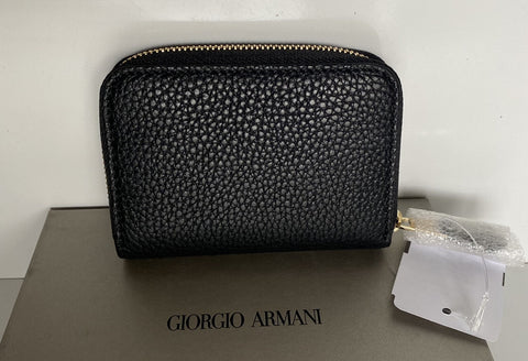 Giorgio Armani Logo Leather Zip-Aroud Wallet Made in Italy NIB $495
