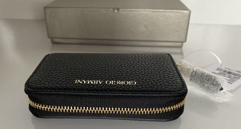 Giorgio Armani Logo Leather Zip-Aroud Wallet Made in Italy NIB $495