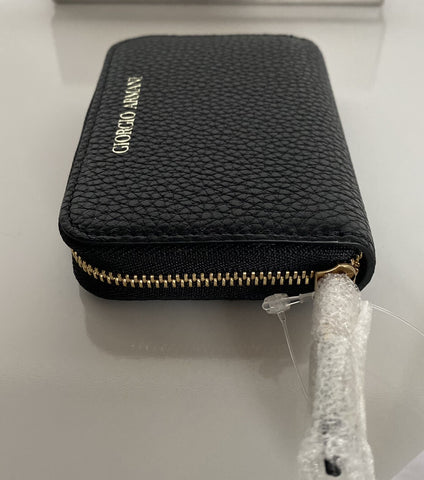 Giorgio Armani Logo Leather Zip-Aroud Wallet Made in Italy NIB $495