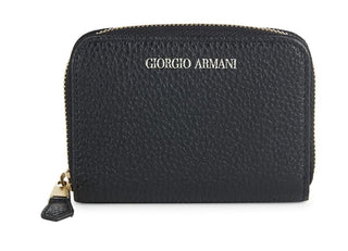 Giorgio Armani Logo Leather Zip-Aroud Wallet Made in Italy NIB $495