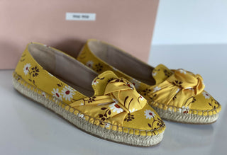 MIU MIU Women's Yellow Flower Espadrille Sandal 9 US 5S037D Made in Italy NIB
