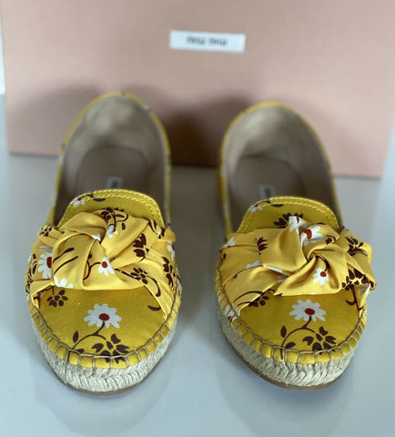 MIU MIU Women's Yellow Flower Espadrille Sandal 9 US 5S037D Made in Italy NIB