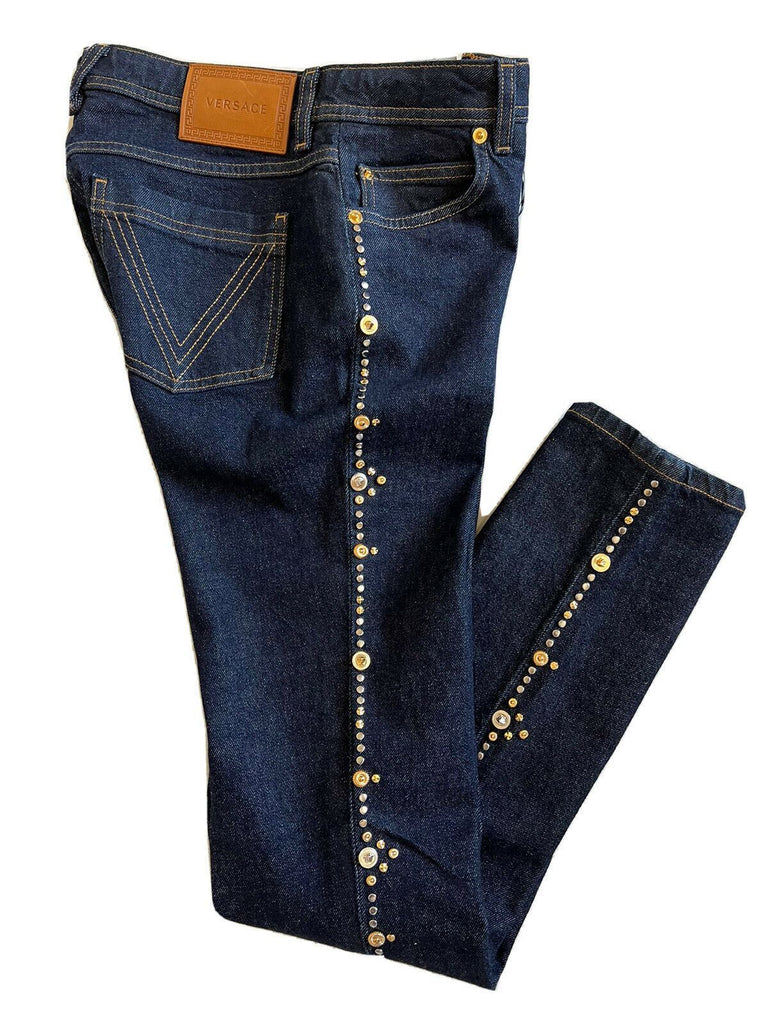 Versace Studded Women's Denim Dark Blue Jeans Size 27 US Italy NWT $1175