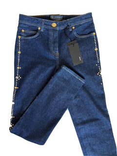 Versace Studded Women's Denim Dark Blue Jeans Size 27 US Italy NWT $1175
