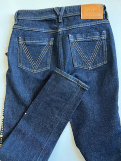 Versace Studded Women's Denim Dark Blue Jeans Size 27 US Italy NWT $1175