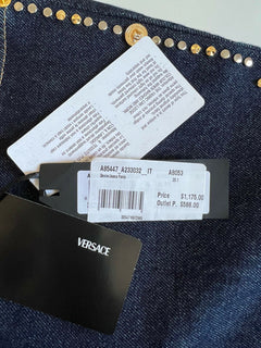 Versace Studded Women's Denim Dark Blue Jeans Size 27 US Italy NWT $1175