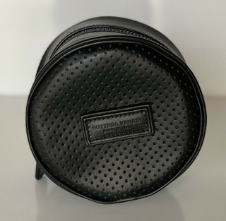 Bottega Veneta Black Perforated Round Compact Pouch 572037 Italy NWT $410