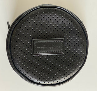 Bottega Veneta Black Perforated Round Compact Pouch 572037 Italy NWT $410